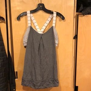 Lululemon sports bra-tank combo, grey and cream